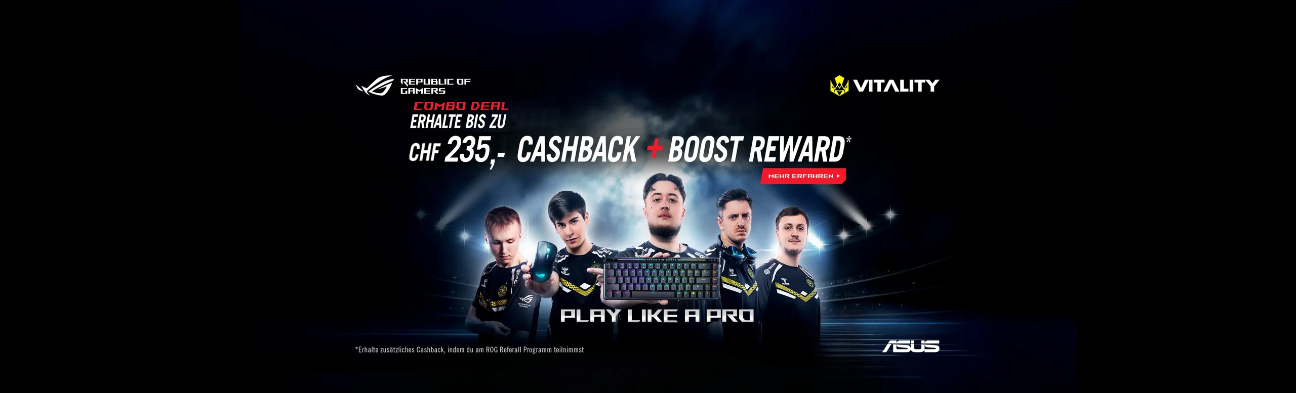 Play Like a Pro, bis zu CHF 235,- CASHBACK + BOOST REWARD
