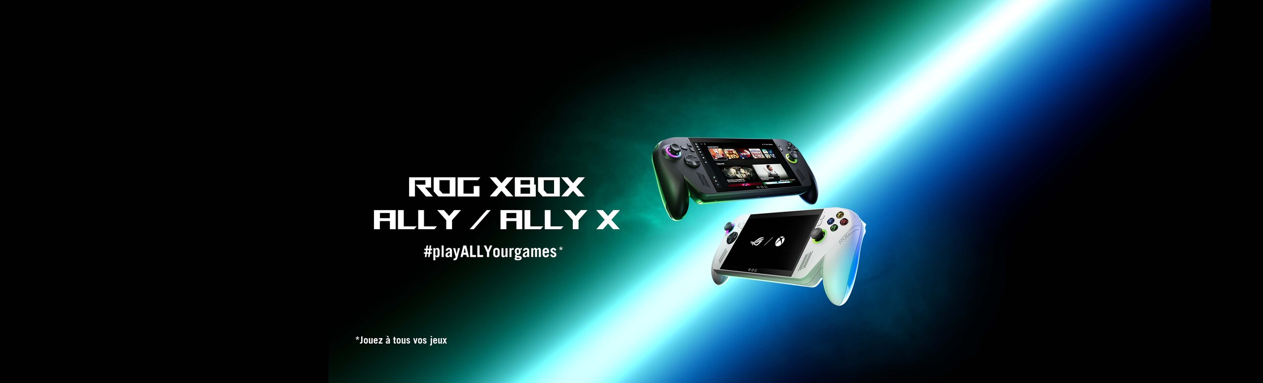 ROG Xbox Ally/Ally X : Consoles portables noire et blanche. Jouez à tous vos jeux