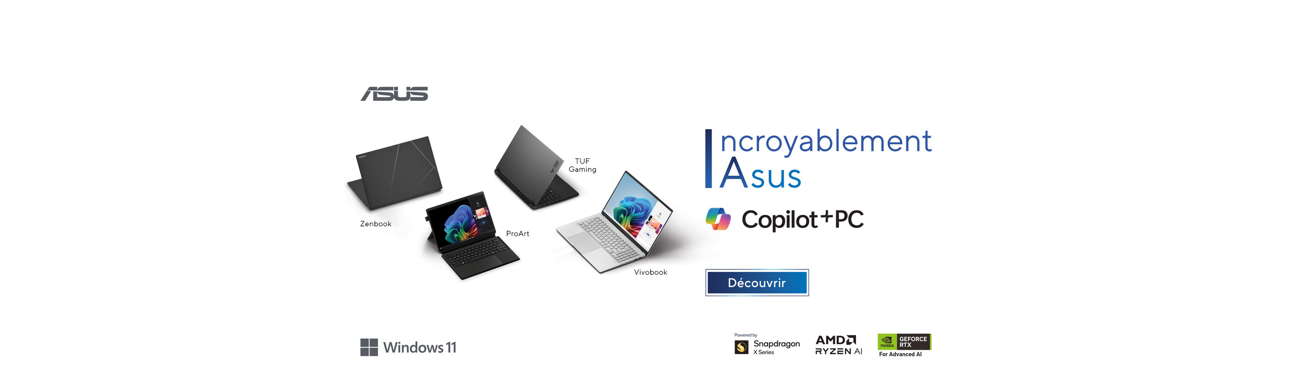 Gamme d'ordinateurs portables ASUS de nouvelle génération équipés de l'IA